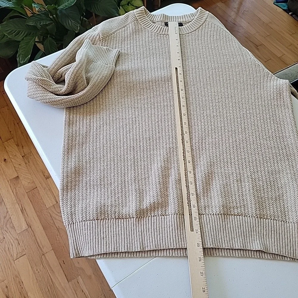 Banana Republic Cotton Knit Pullover‎ Sweater Large Tan Crewneck Minimalist